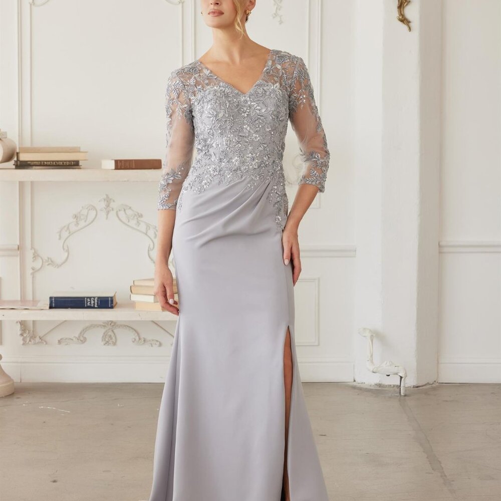 NEW LONG FORMAL MOTHER OF THE BRIDE DRESS. PARTY EVENING ANNIVERSARY NAVY SILVER